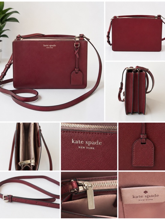kate spade Handbags - kate spade Burgundy Leather Double-Compartment Crossbody